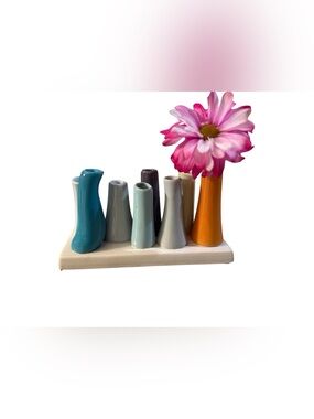 Modern Ceramic Multi Bud Vase Colorful Minimalist Flower Vase Decor